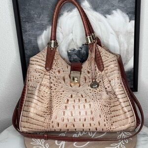 Brahmin genuine leather Elisa Tri Color,croc,Hobo Satchel,with crossbody strap,